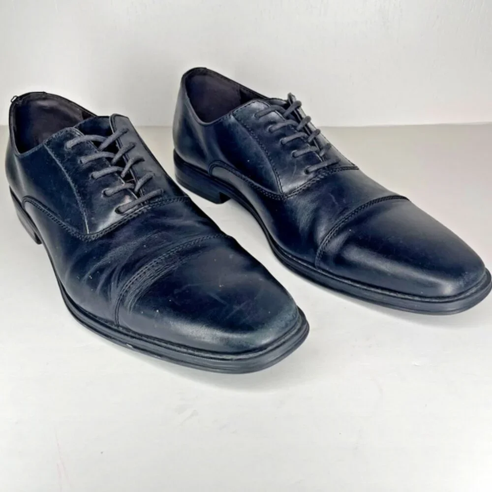 14th & Union Black Leather Cap Toe Oxfords Dark Academia Scholar Core Size 10M
